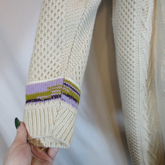 Free People Cream Knit Sweater Coat Mid Length Cardigan - Picture 6 of 12